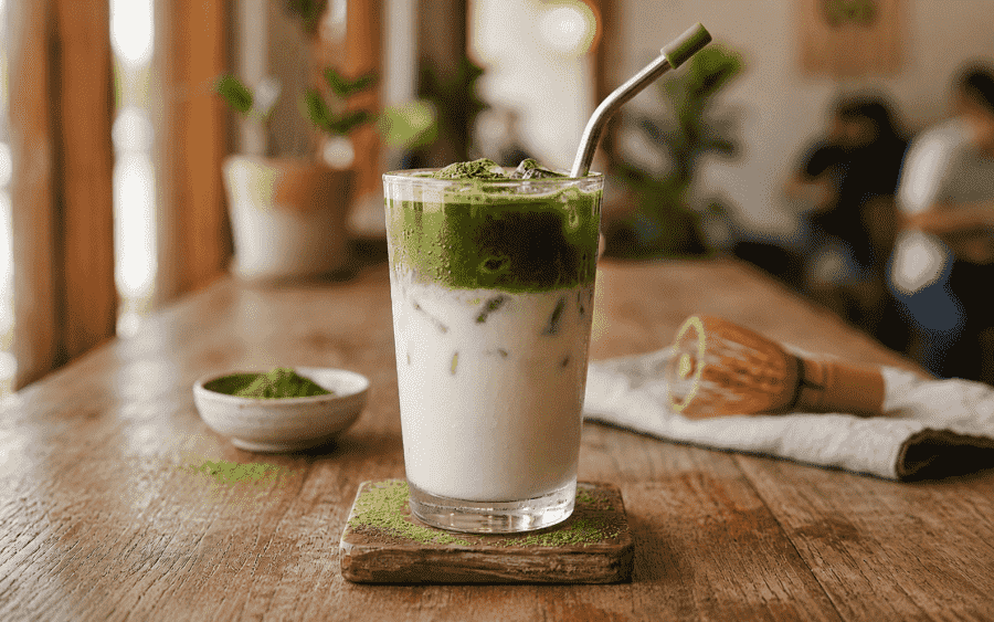 Recept na ledové matcha latte: chladné, krémové a snadné