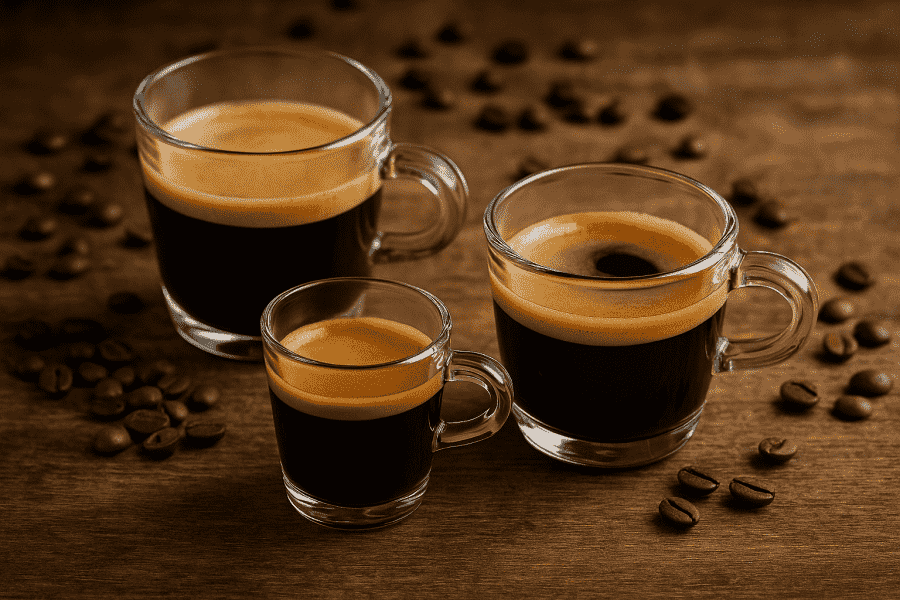 ristretto, espresso a lungo