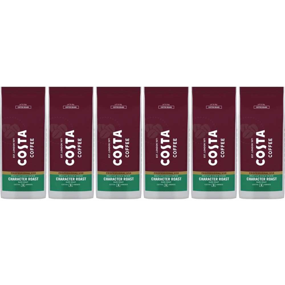 Costa Coffee Brazilský původní charakter tmavě pražené - kávová zrna - 6 x 1 kilogram