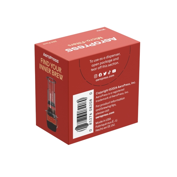 Boční strana balení mikrofiltrů pro AeroPress GO