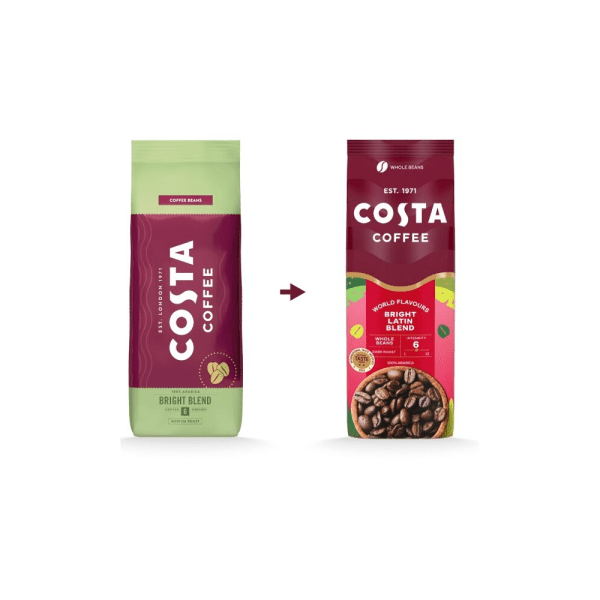 Costa Coffee Bright Blend - kávová zrna - 1 kilogram