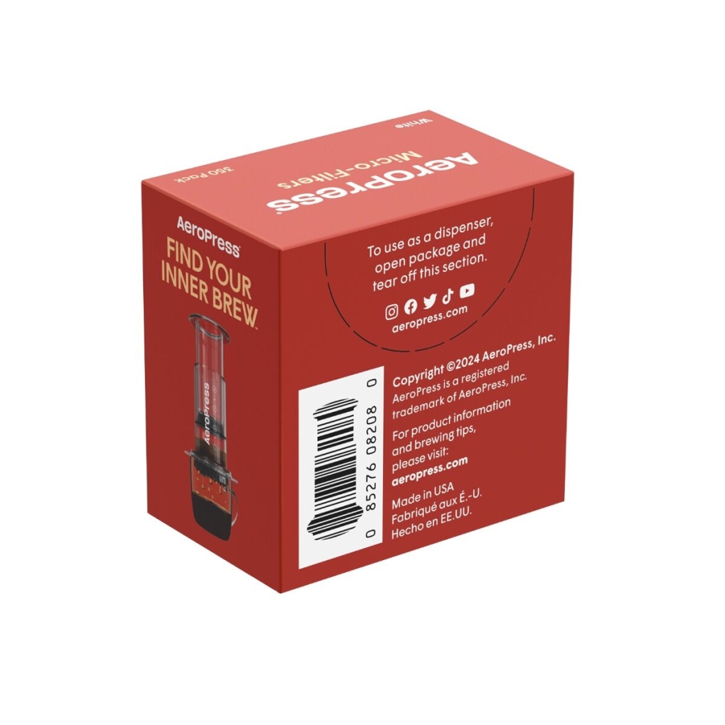 Boční strana balení mikrofiltrů pro AeroPress GO
