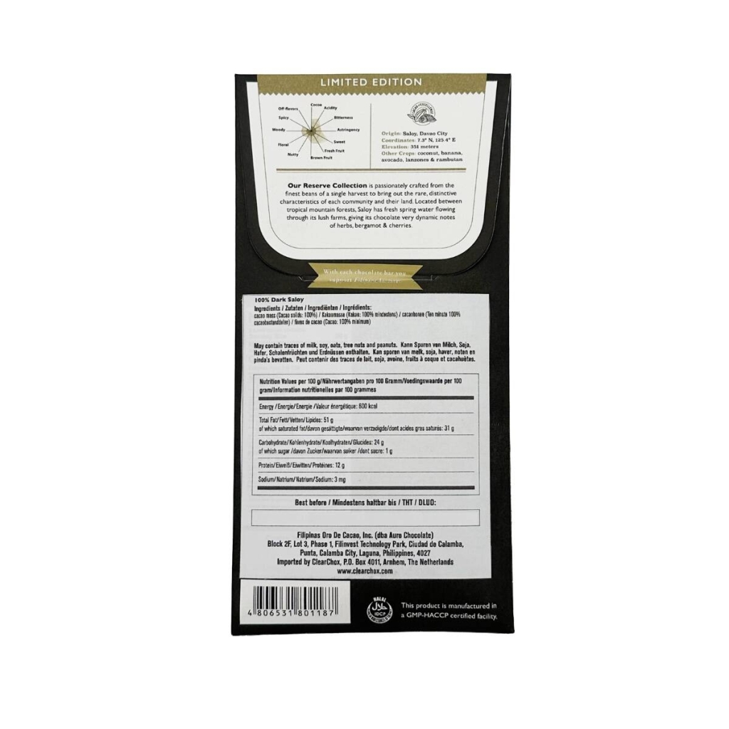 Tabulka hořké čokolády s příchutí saloy od značky Auro