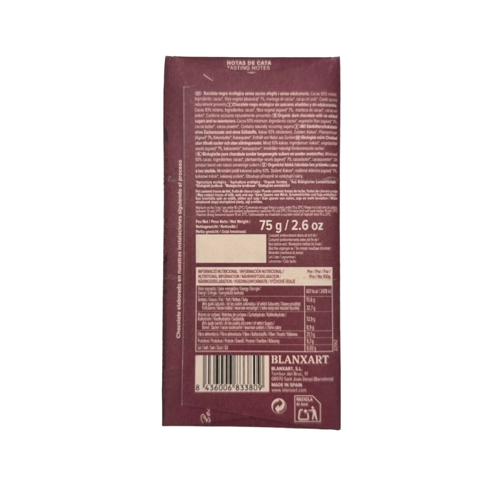 Veganská a bezlepková tyčinka z hořké čokolády z Konga s 93 % kakaa