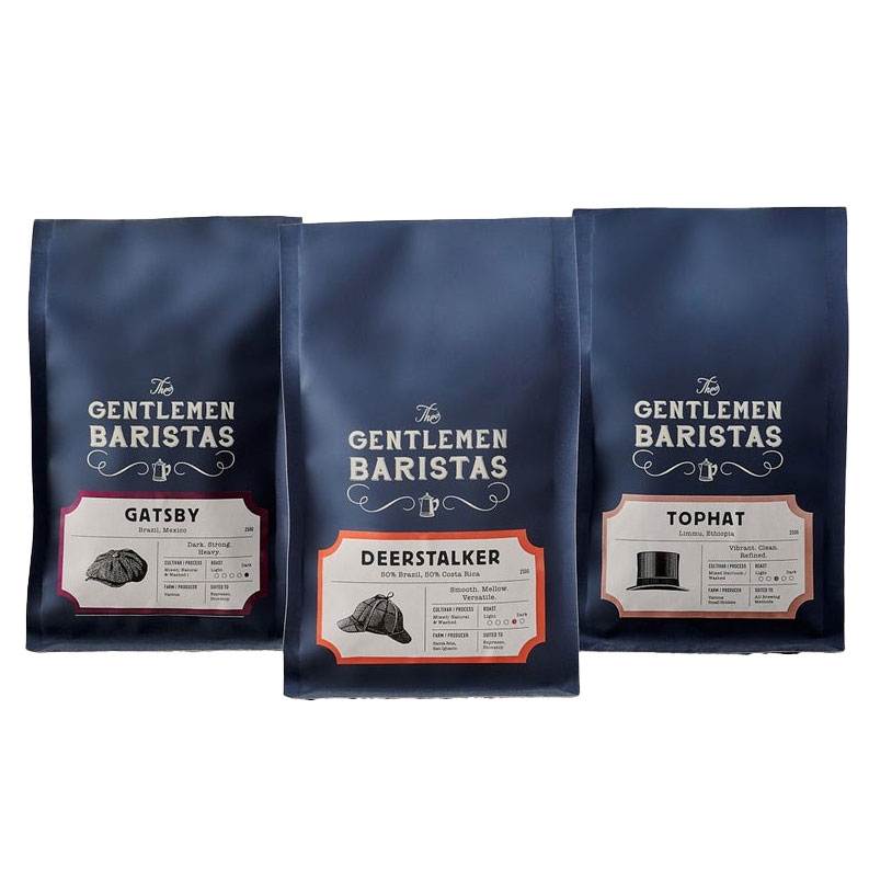 The Gentlemen Baristas Espresso Starter Pack – kávová zrna – 3 × 250 g