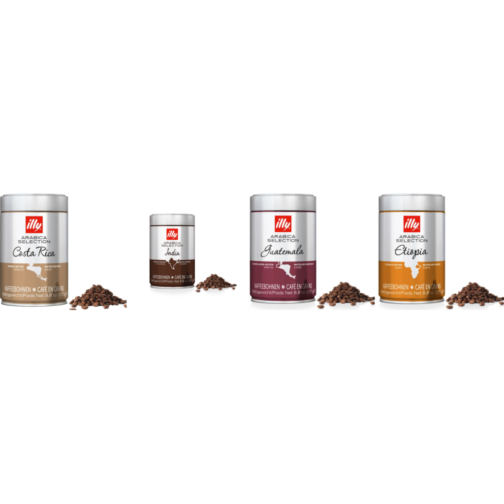 illy Degustační Balíček Arabica - zrnková káva - 4 x 250 gramů