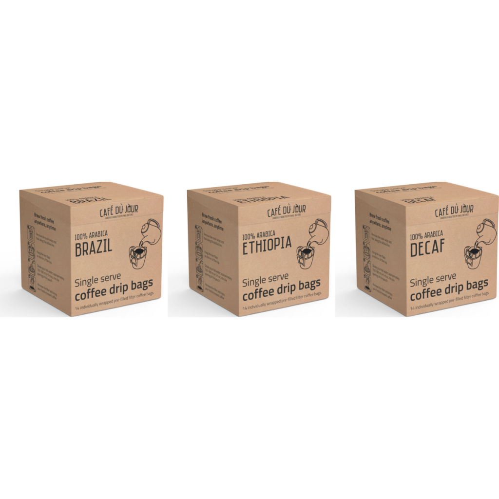 Trio Single Serve Drip Bags - Brazílie, Etiopie & Decaf 3 x 14 ks