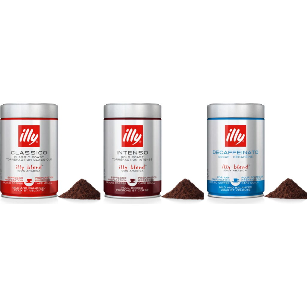 illy Degustační Balíček Espresso s Bezkofeinovou - mletá káva - 3 x 250 gramů