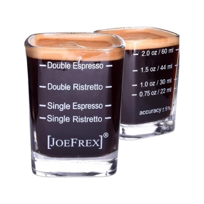 JoeFrex Espresso sklenice – s značením pro nastavení stroje – 1 kus