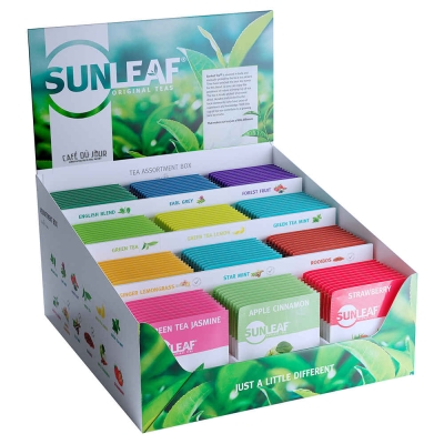 Sortimentní displej - Sunleaf - 12 x 10 čajových sáčků