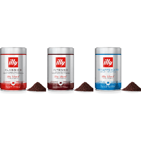 illy Degustační Balíček Espresso s Bezkofeinovou - mletá káva - 3 x 250 gramů