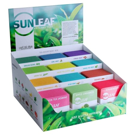 Sortimentní displej - Sunleaf - 12 x 10 čajových sáčků