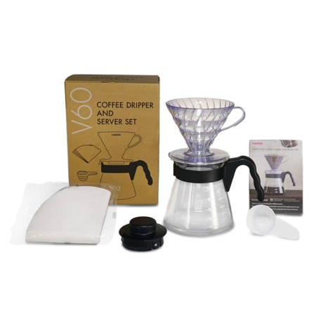 Hario V60 - Kávovar, kávová konvice, kávové filtry & odměrka - Kompletní sada