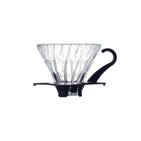 Hario V60 dripper, skleněný černý, velikost 01
