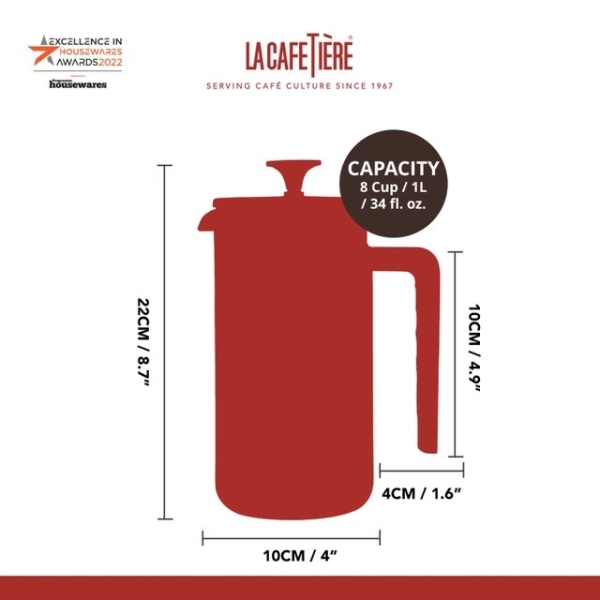 La Cafetière Pisa Latte Cafetiere, 8-Cup, Cream