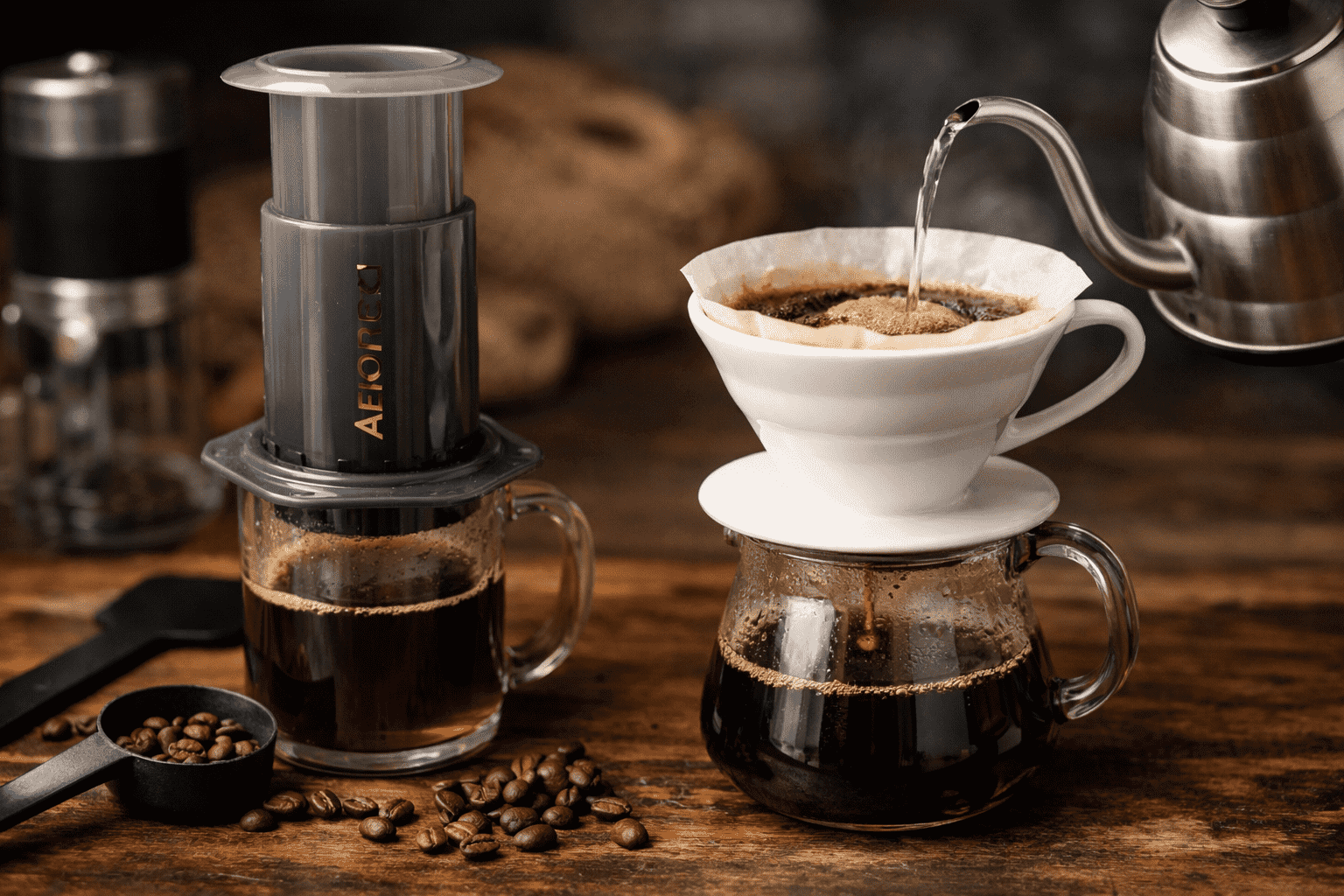 Jaký je rozdíl mezi Aeropress a V60?